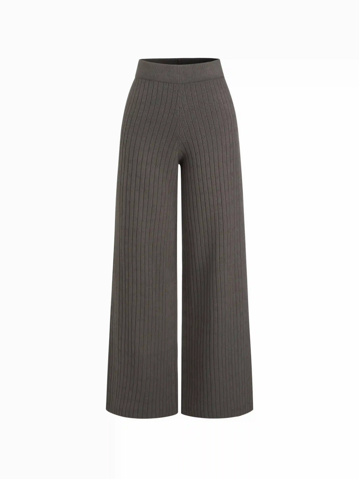 Knit Mid Rise Elastic Waist Straight Leg Trousers