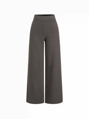 Knit Mid Rise Elastic Waist Straight Leg Trousers