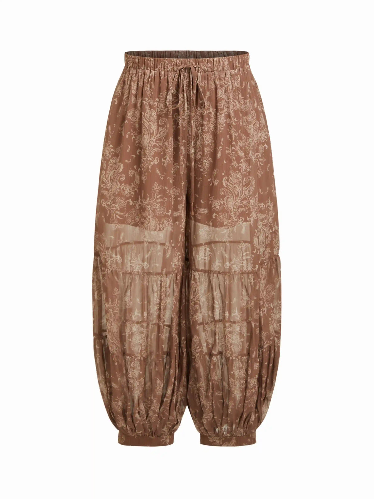 Chiffon Mid Rise Paisley Bloomer Trousers Curve & Plus