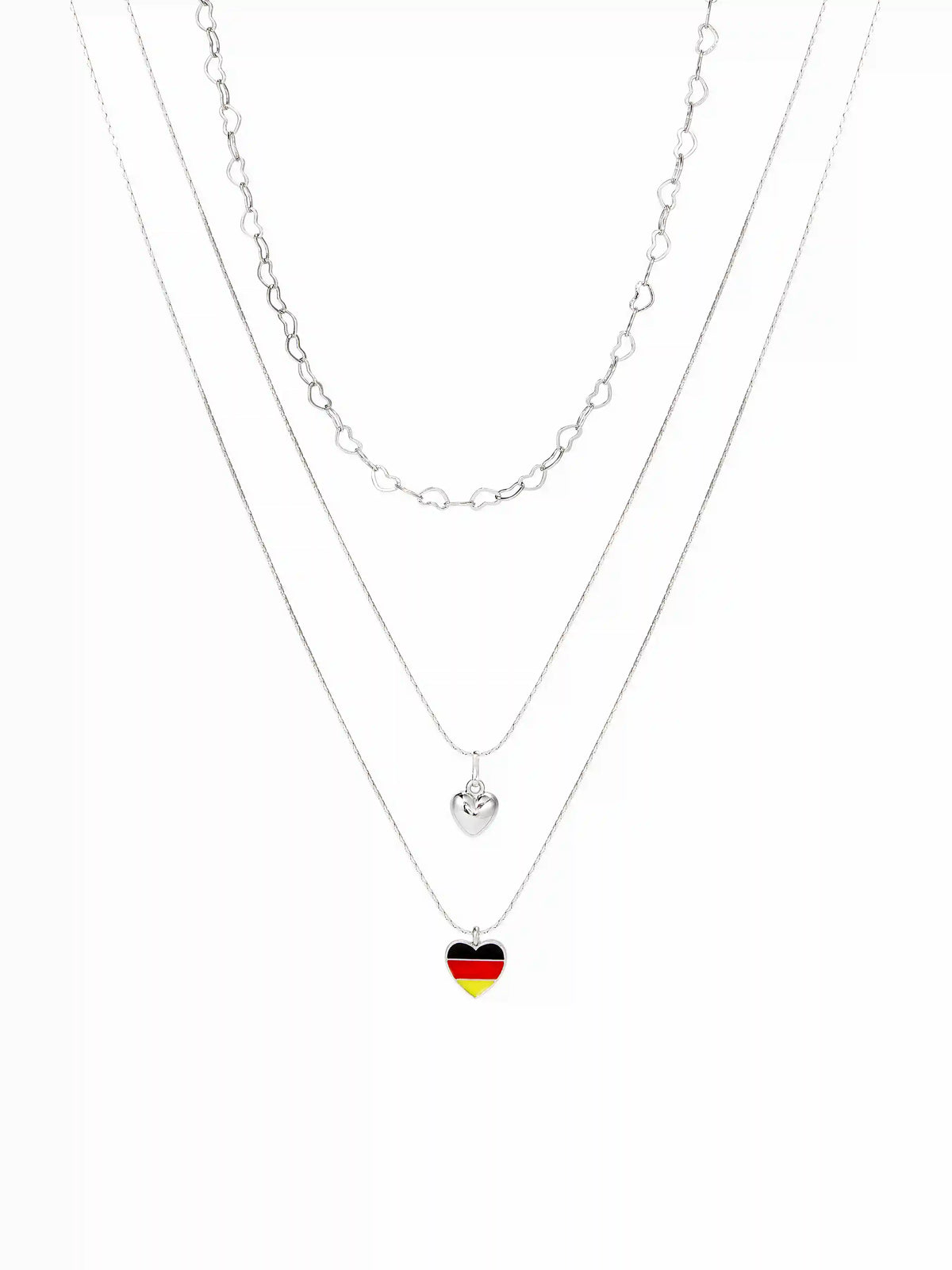COUNTRY FLAG & HEART LAYERED NECKLACE