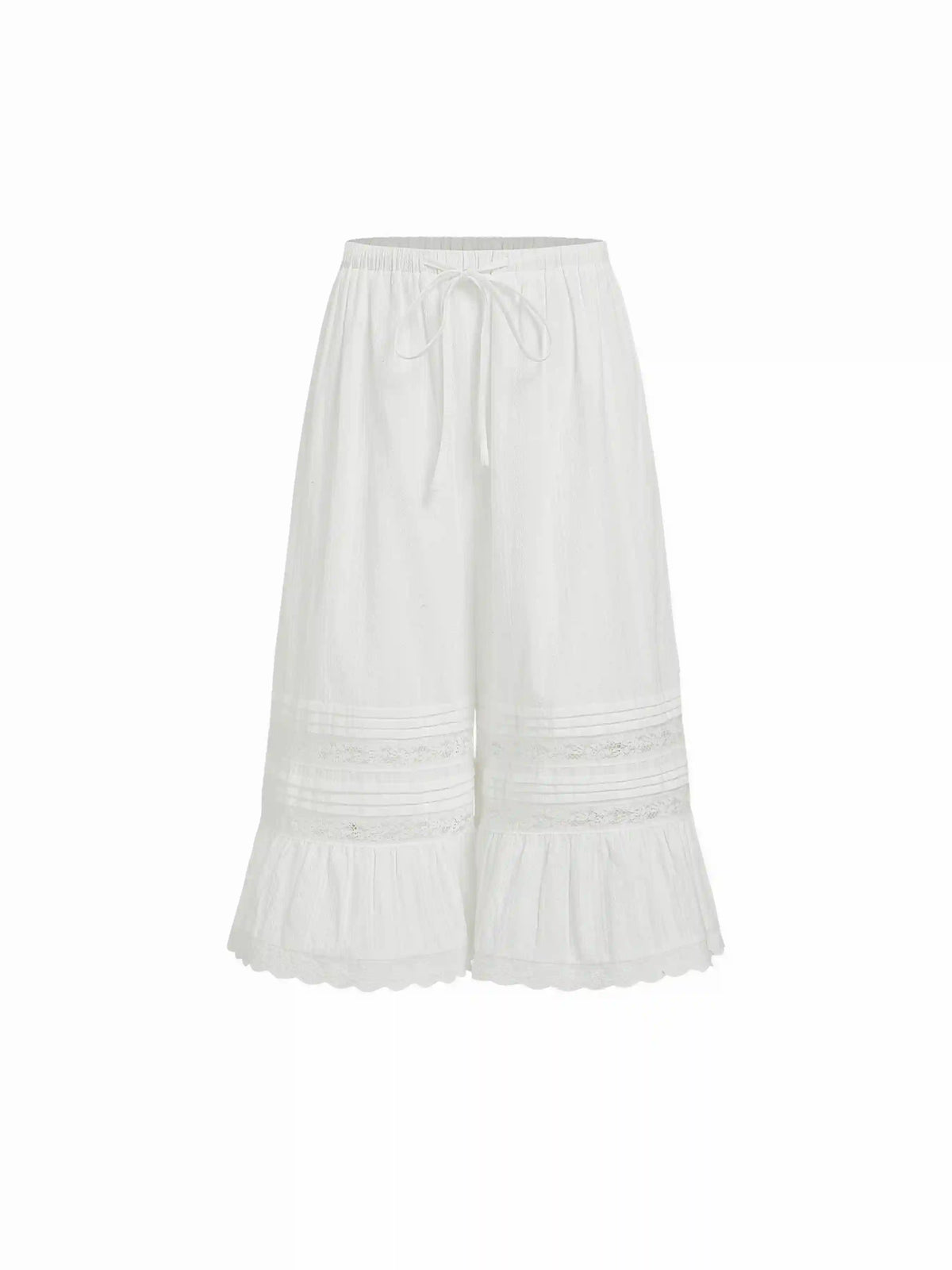 Cotton Lace Drawstring Broderie Anglaise Bermuda Bloomer Shorts