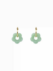 FLOWER DROP HOOP EARRINGS