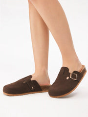 FAUX SUEDE BUCKLE FLATS