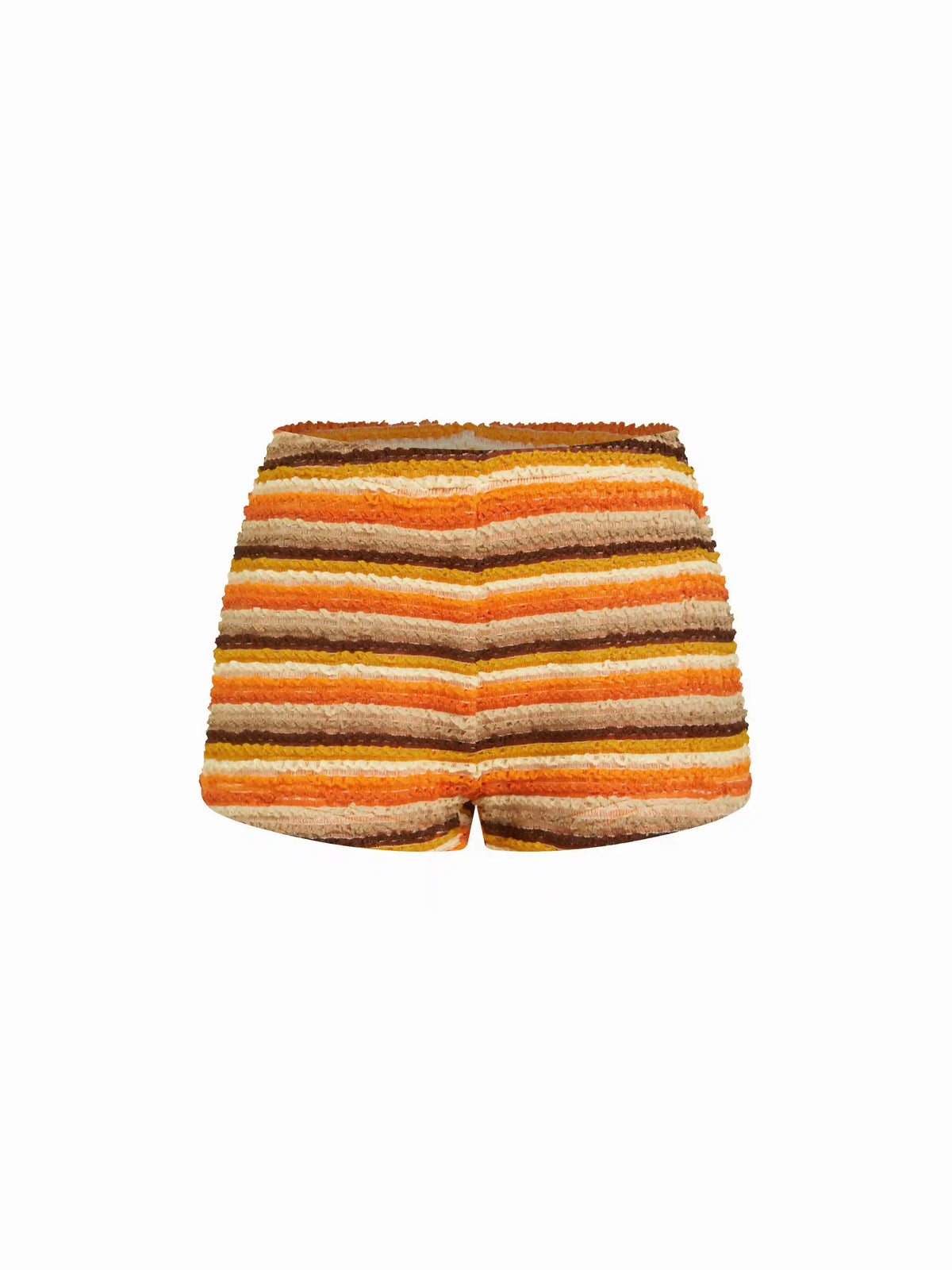 Textured Mid Rise Striped Micro Shorts