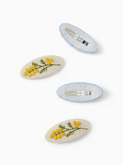4PCS FLORAL EMBROIDERED HAIR CLIP SET