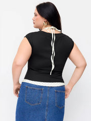 V-neck Top & Polka Dot Halter Neckline Cami Top Curve & Plus