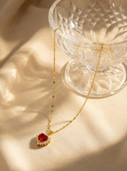 HEART & ZIRCON PENDANT NECKLACE