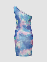 Starry Sky Cold Shoulder Dress