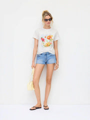 Cotton Floral Graphic Oversized Tee