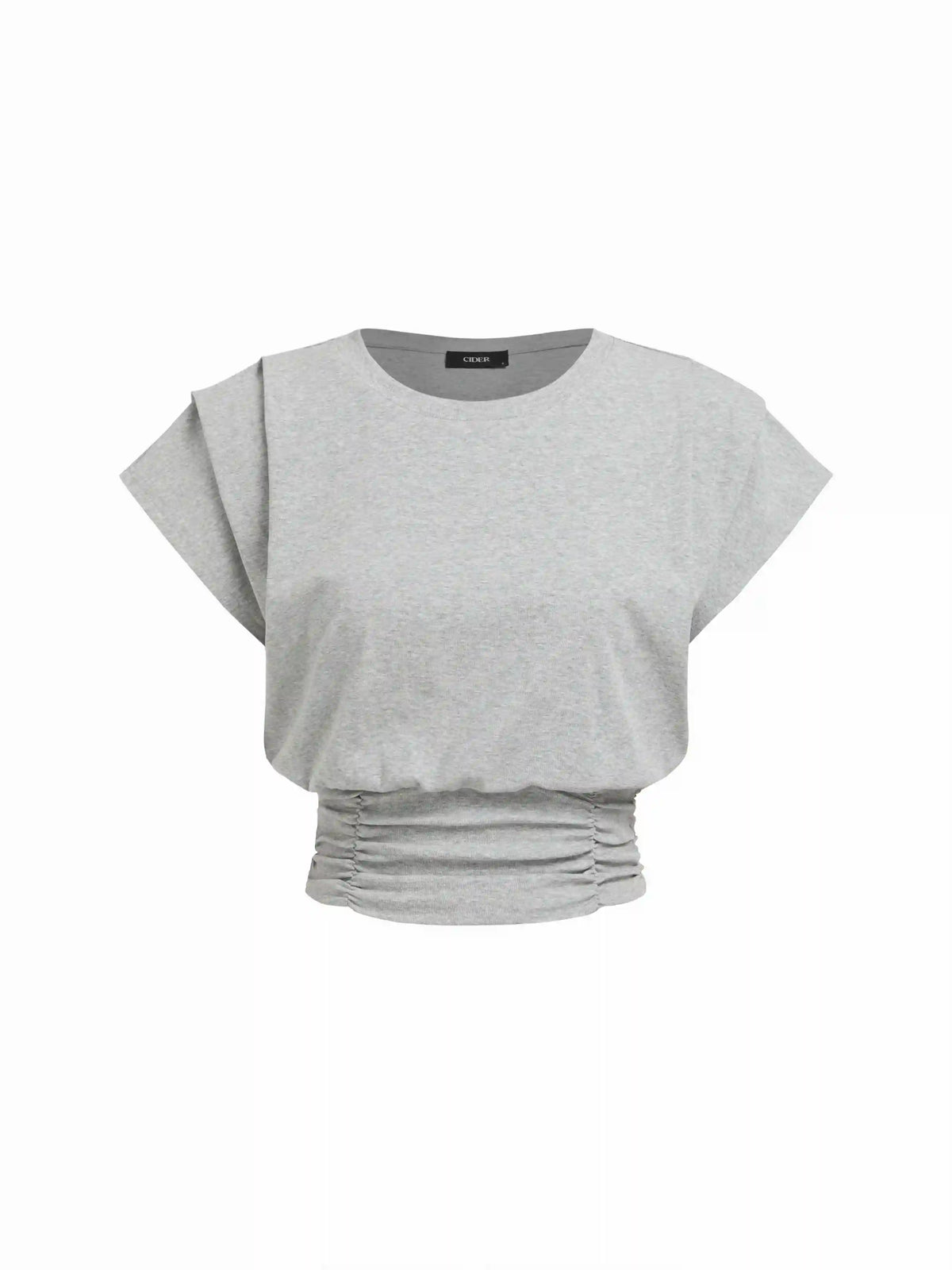 Cotton-blend Ruched Batwing Sleeve Tee