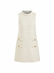 Tweed Twist Knotted Metal Detail A-line Mini Dress