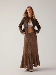 Jacquard Mid Rise Mermaid Maxi Skirt