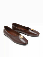 FAUX LEATHER FLOWER DECOR FLATS