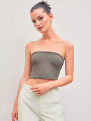 Belted Solid Crop Tube Top