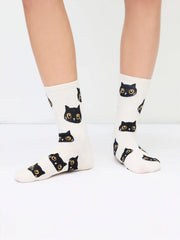 Cat Pattern Crew Socks