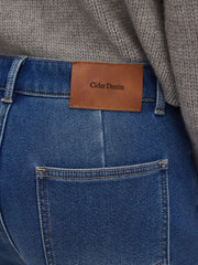 High Stretch Cider Denim Fleece-lined High Rise Wide Leg Jeans