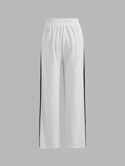 Elastic Waist Contrasting Trim Sweatpants