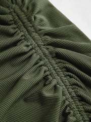 Rib Button Drawstring Midi Dress