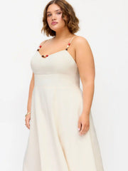 Linen-blend Sweetheart Neck Metallic Decor A-line Maxi Dress Curve & Plus