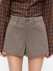 Jacquard Houndstooth Button Low Rise Shorts