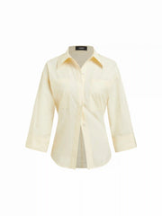 Cotton-blend Middle Sleeve Blouse