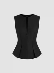 Half Zip Pleated Blouse