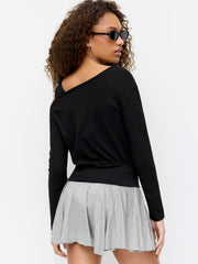 High Stretch Mid Rise Pleated Mini Skirt