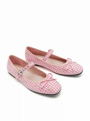 BOWKNOT GINGHAM MARY JANE FLATS