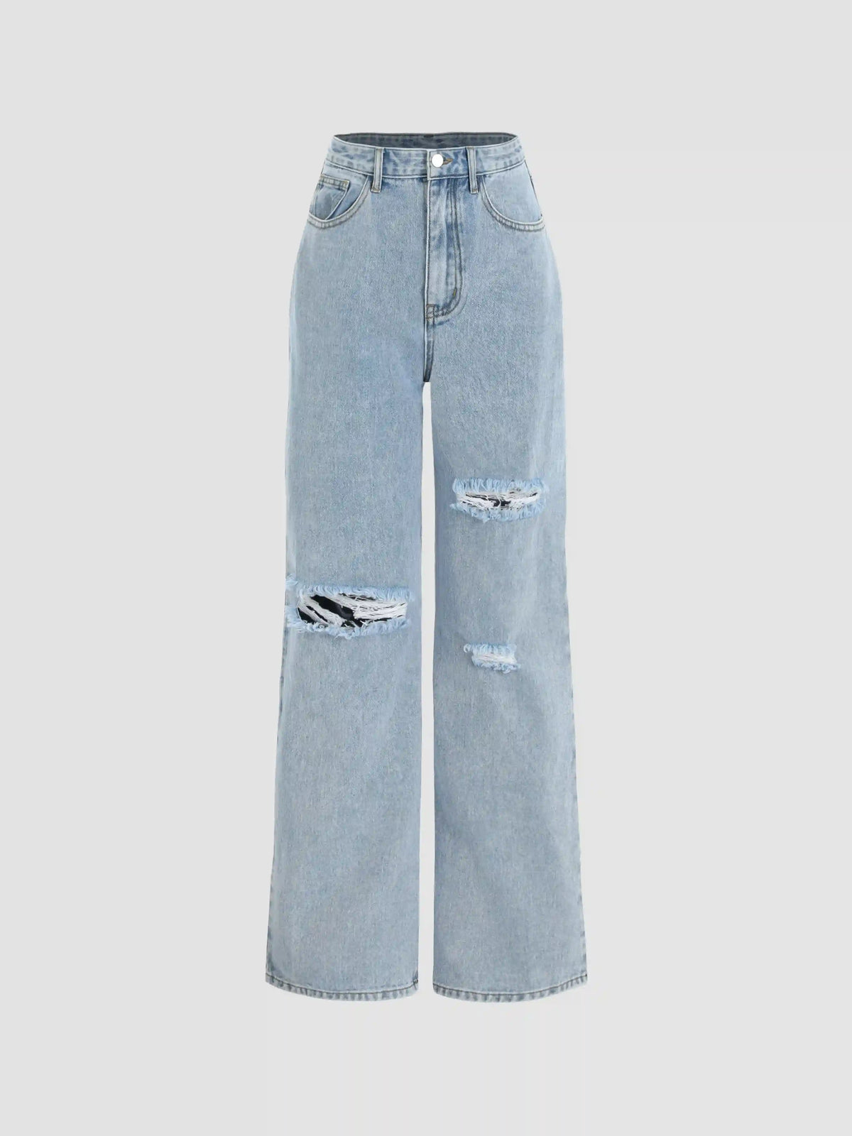 Denim Classic Ripped Straight Leg Jeans