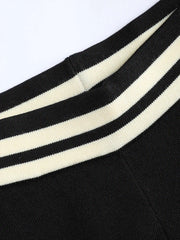 Contrasting Knitted Wide Leg Trousers
