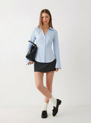 Stretch Cotton-blend Long Sleeve Shirt
