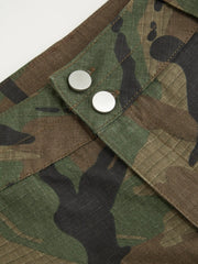 Cotton-blend Mid Rise Camo Cargo Bermuda Shorts