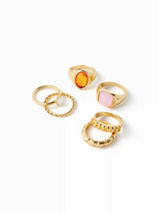 6 PCS GEMSTONE RING SET