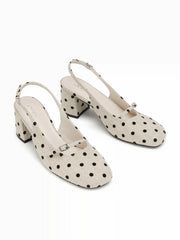 POLKA DOT SLINGBACK CHUNKY HEELS