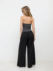 High Rise Cropped Wide Leg Trousers
