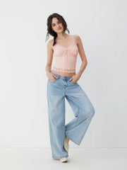 Lace Textured Crop Cami Top