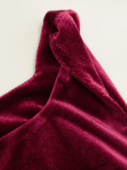 Velvet Boat Neck Ruched Mini Dress
