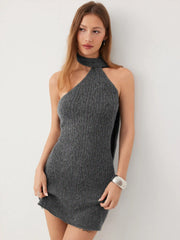 Cable Knit Halter Neck Bobycon Mini Dress