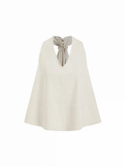 Linen-blend V-neck Oversized Cami Top With Metal Detail