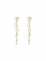 BUTTERFLY & GEMSTONE DROP EARRINGS