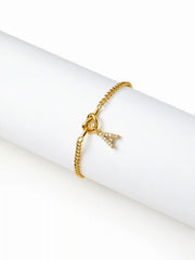 LETTER RHINESTONE PENDANT CHAIN BRACELET