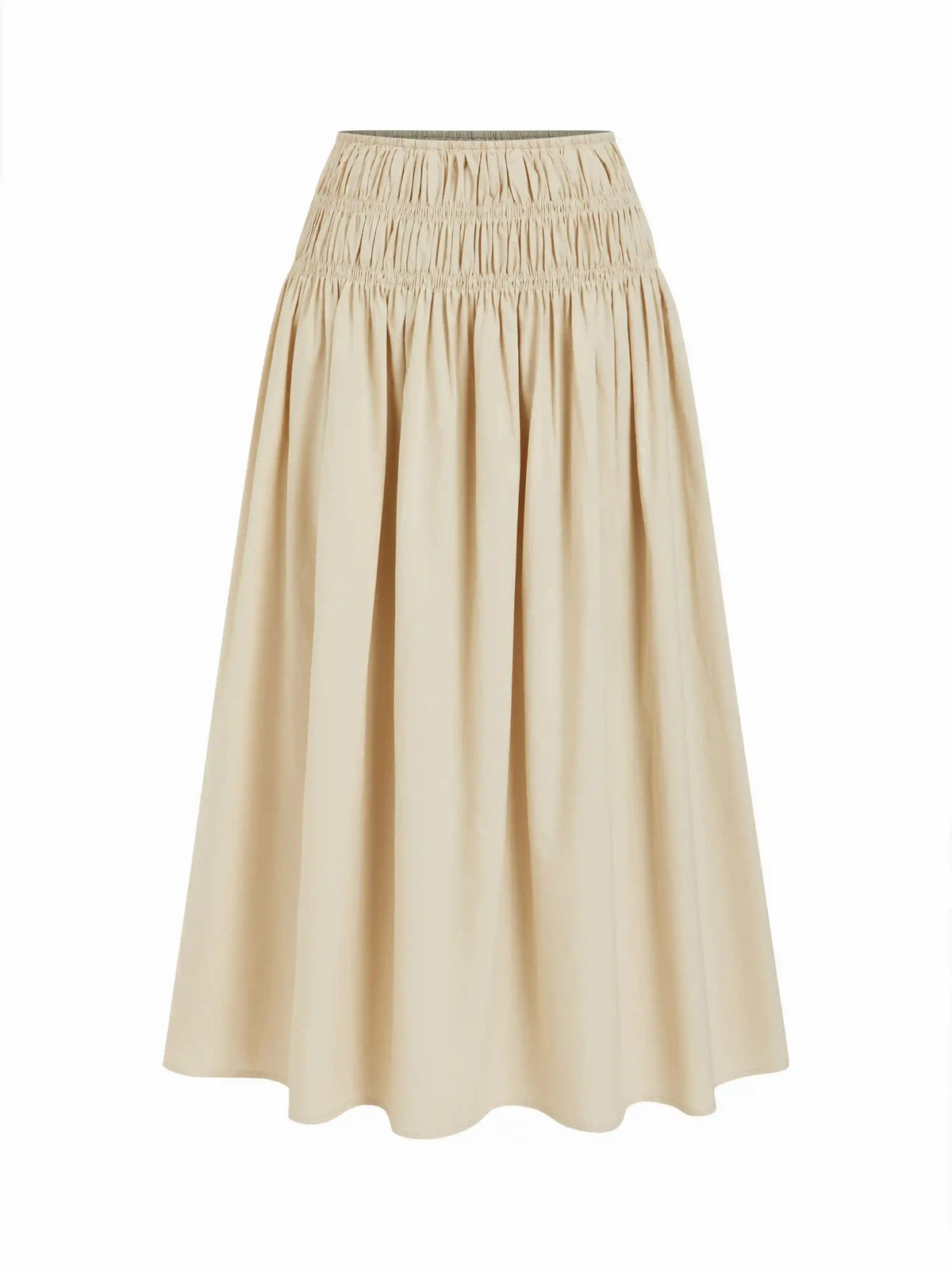 Cotton-blend Mid Rise Flared Midi Skirt