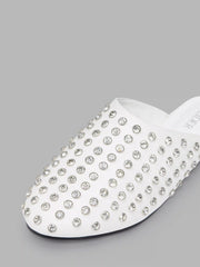 RHINESTONE MULE FLATS