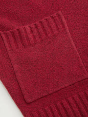 Knit Wool-blend Funnel Neck Pocket Button Oversized Sweater