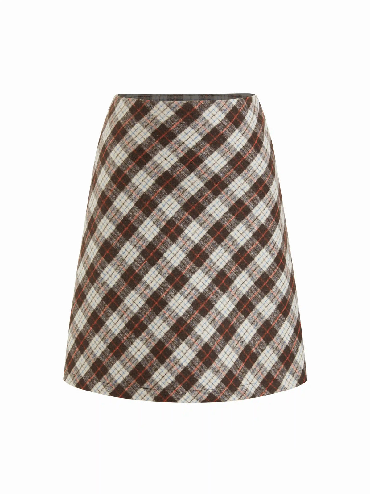Wool-blend Mid Rise Plaid A-line Mini Skirt