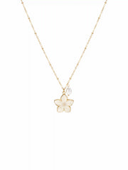 FLOWER & FAUX PEARL NECKLACE