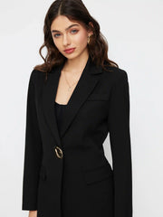 Notched Collar Metal Button Blazer