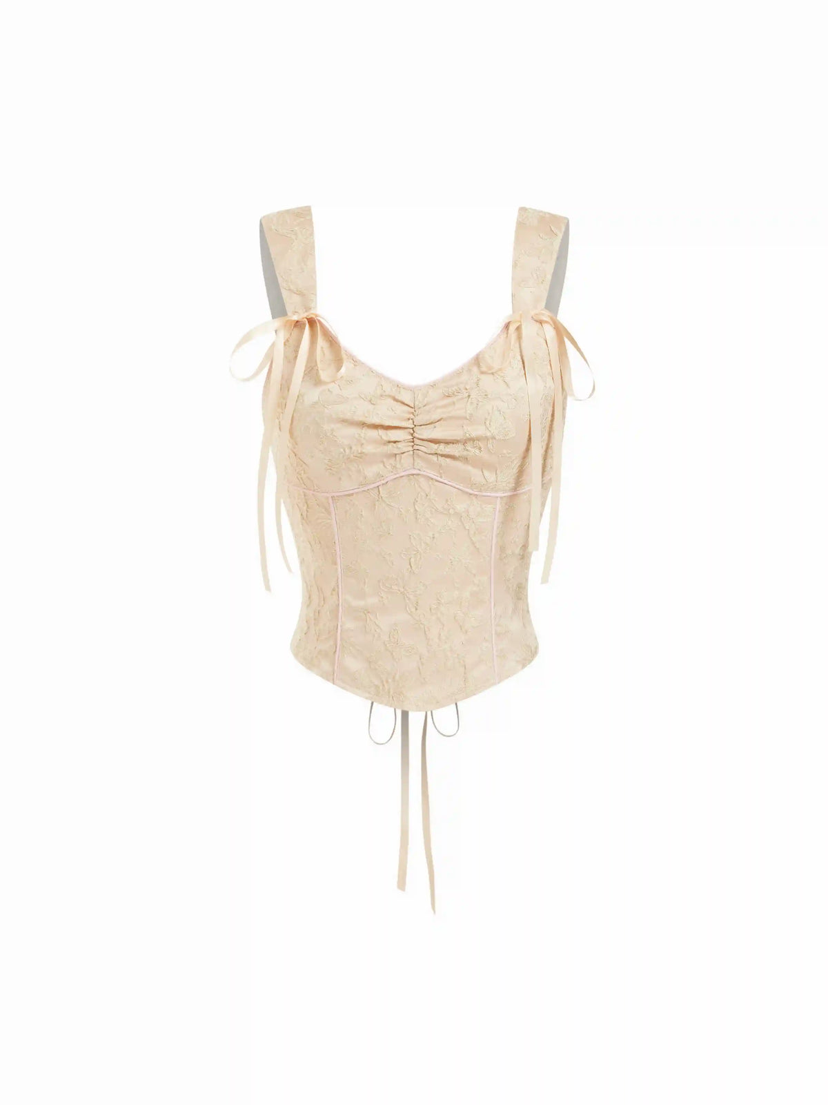 Jacquard Floral V-neck Knotted Top