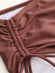 Ruched Drawstring Cheeky Bikini Bottom Curve & Plus