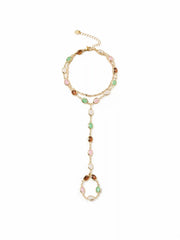 OVAL RESIN LAYERED HAND CHAIN BRACELET